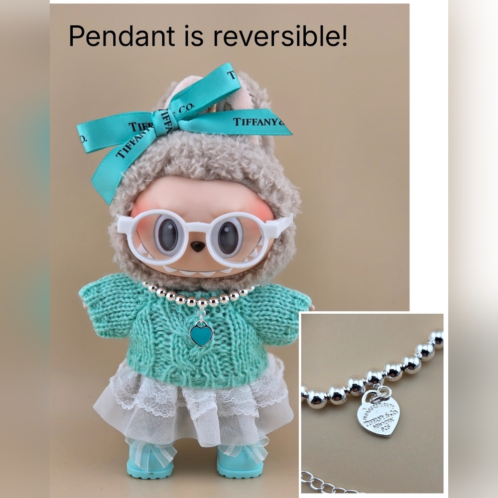 Fits Labubu Clothes Blue Bow